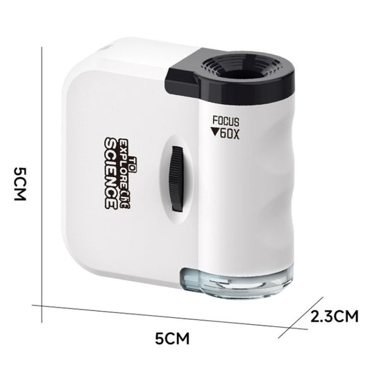 60x Portable Mini Microscope Pendant With LED Lights Outdoor Exploration Observation Fun Kids Toys(White) by buy2fix
