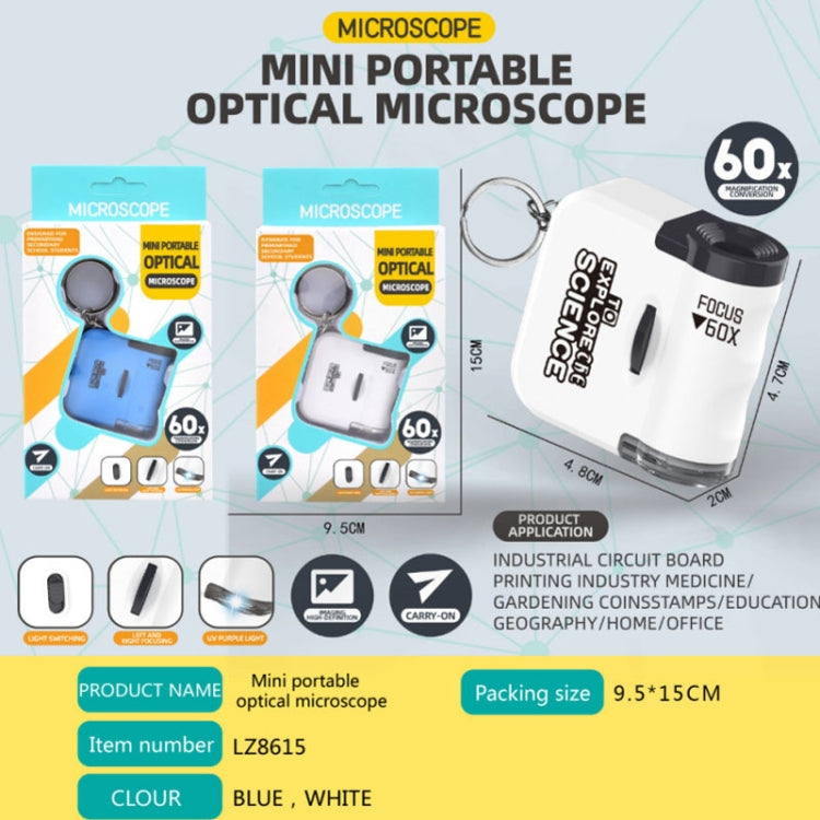 60x Portable Mini Microscope Pendant With LED Lights Outdoor Exploration Observation Fun Kids Toys(White) by buy2fix