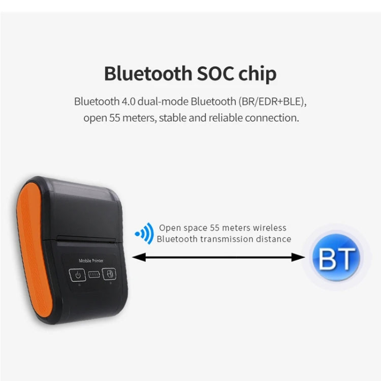 58mm Portable Logistics Takeaway Receipt Bluetooth Thermal Printer(EU Plug) - Receipt Printers by buy2fix | Online Shopping UK | buy2fix