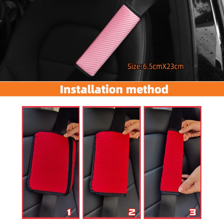 3D Striped Mesh Car Seat Belt Cover Shoulder Pads(Pink) - Seat Belts & Padding by buy2fix | Online Shopping UK | buy2fix