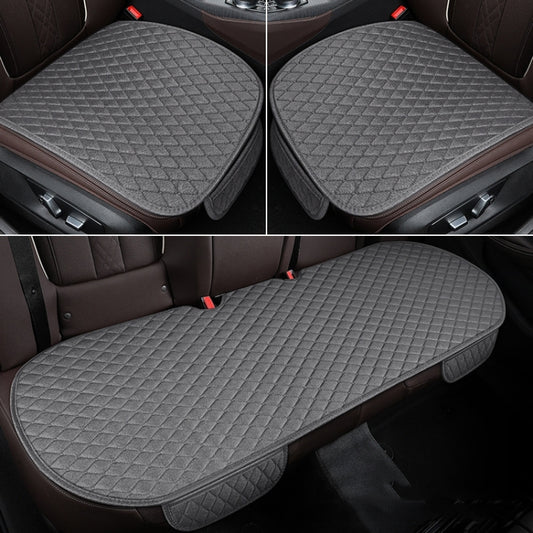 Non-Slip Rhombus Imitation Linen Car Seat Cushion, Color: Gray Back Row by buy2fix