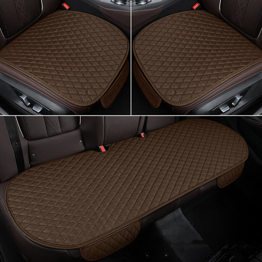 Non-Slip Rhombus Imitation Linen Car Seat Cushion, Color: Brown Back Row by buy2fix