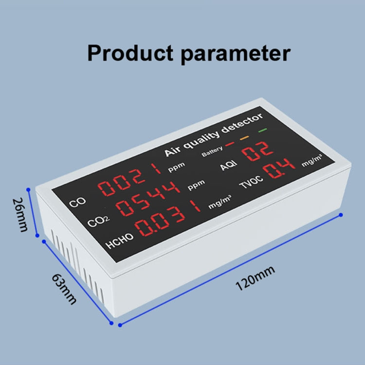 5-in-1 Indoor Home Portable Air Monitor TVOC Formaldehyde Detector(W17 White) - Air & Water Quality Tester by buy2fix | Online Shopping UK | buy2fix