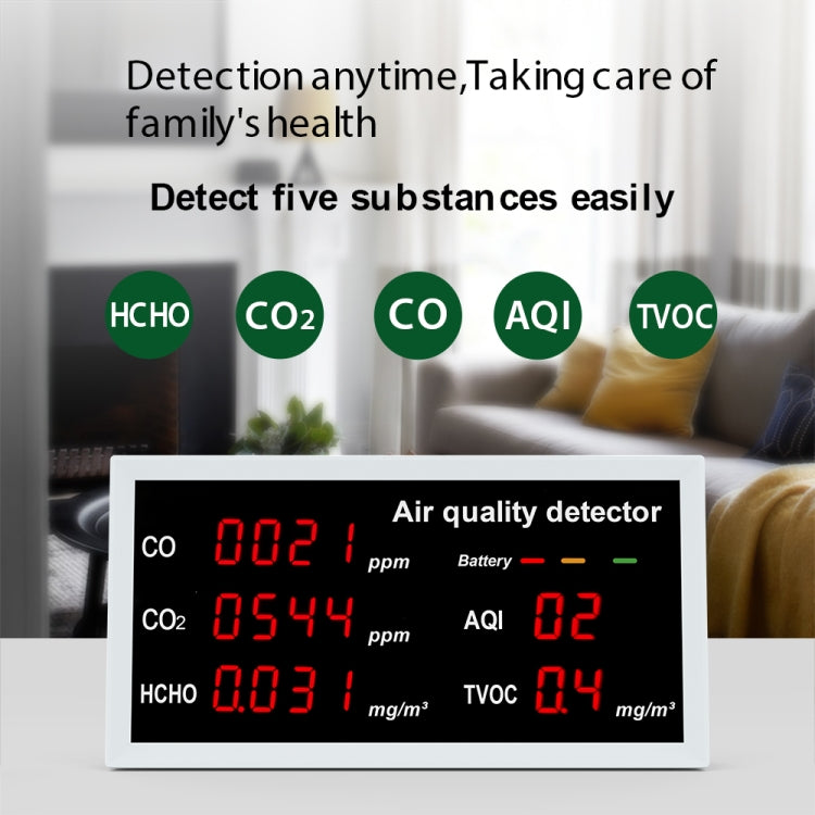 5-in-1 Indoor Home Portable Air Monitor TVOC Formaldehyde Detector(W17A Light Gray) - Air & Water Quality Tester by buy2fix | Online Shopping UK | buy2fix