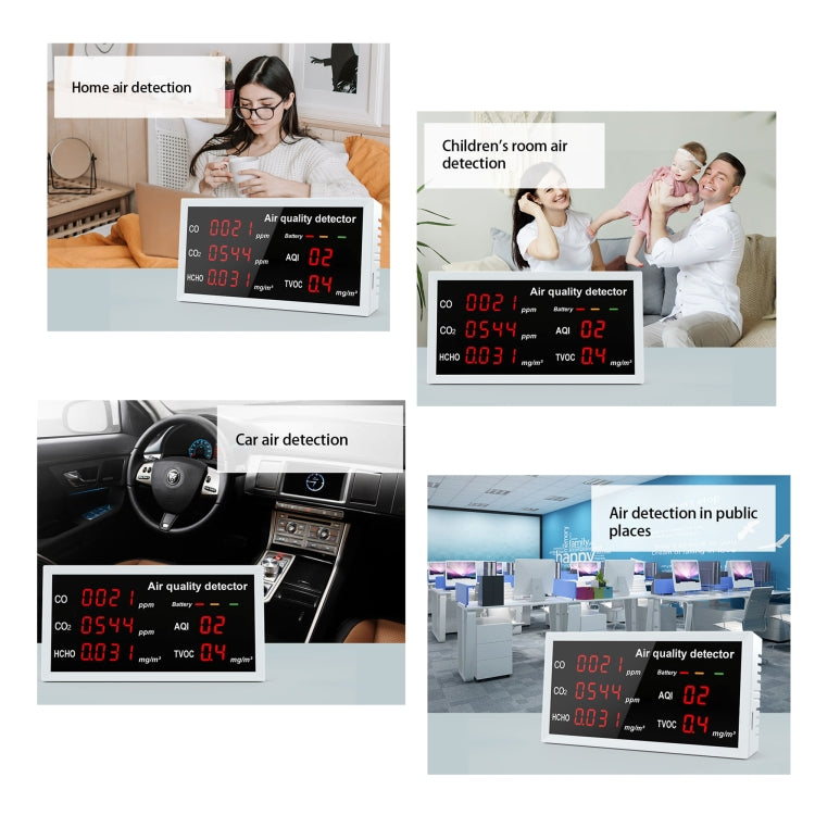 5-in-1 Indoor Home Portable Air Monitor TVOC Formaldehyde Detector(W17 White) - Air & Water Quality Tester by buy2fix | Online Shopping UK | buy2fix