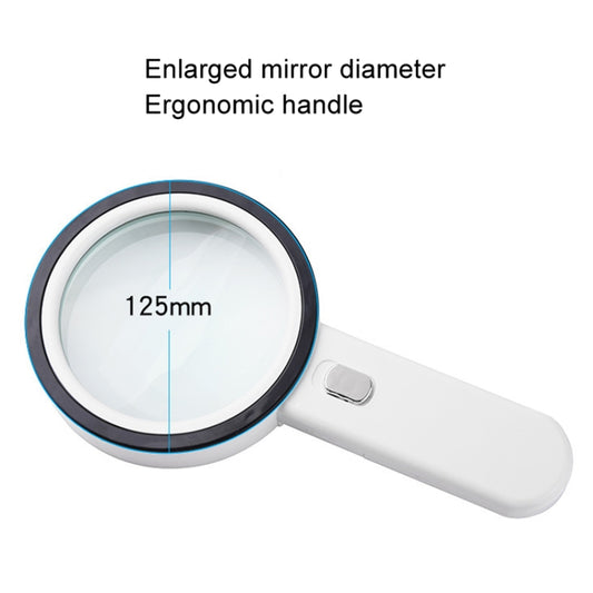 125mm 13 Lights 30X Magnifier With Violet Light Students Elderly Reading Maintenance Magnifying Glass by buy2fix