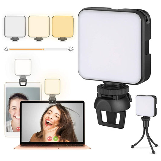 W64 64LEDs Video Conferencing Mobile Laptop Live Fill Light Photography Pocket Lamp, Spec: Clip+Tripod Set by buy2fix