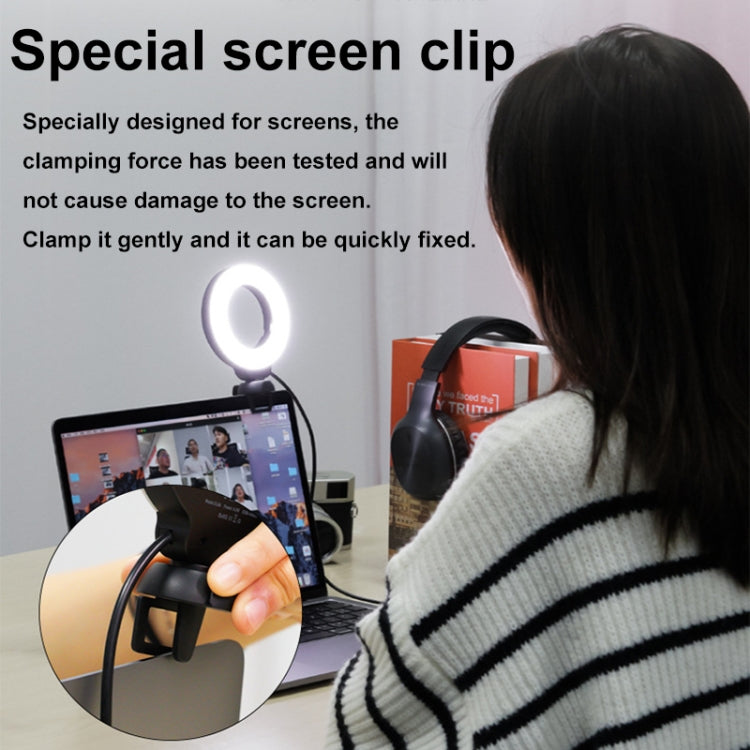 YRing48 4-Inch 48LEDs Laptop Camera Video Conference Live Beauty Ring Fill Light, Spec: Clip Set - Ring Light by buy2fix | Online Shopping UK | buy2fix