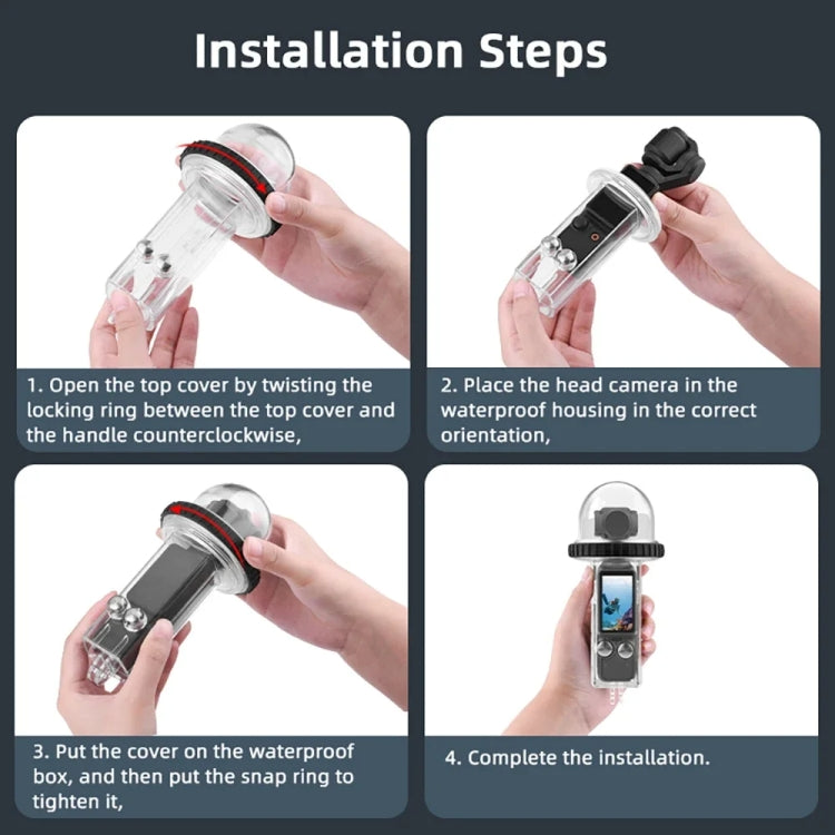 For DJI Osmo Pocket 3 BRDRC 40m Depth Waterproof Case Diving Housing Cover(Black Handle) by BRDRC