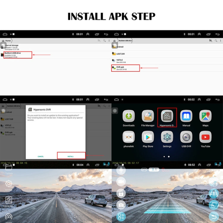 720P High Definition Android Navigation Car Recorder USB Connection ADAS Driving Alert System Logger, Version: 32G by buy2fix