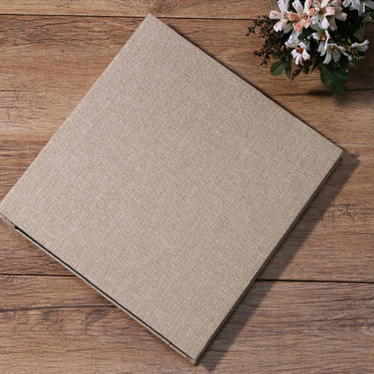 Simple Linen Self-adhesive Film Album Retro Family Large Capacity Handmade Creative Gifts(Brown White Page) by buy2fix