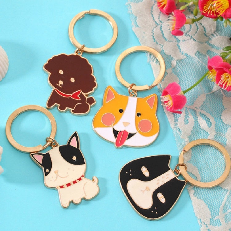 4 PCS Cartoon Animal Head Keychain Car Metal Ornament Key Ring, Style:Black Cat - Key Rings by buy2fix | Online Shopping UK | buy2fix