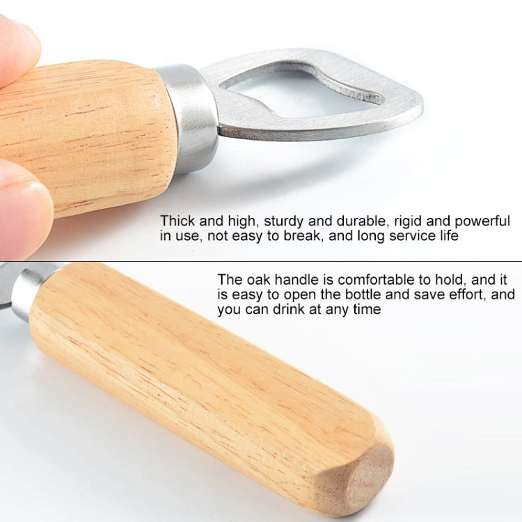 2 PCS Stainless Steel Beer Bottle Opener with Rubber Wood Handle Creative Gift Soda Bottle Driver - Openers by buy2fix | Online Shopping UK | buy2fix