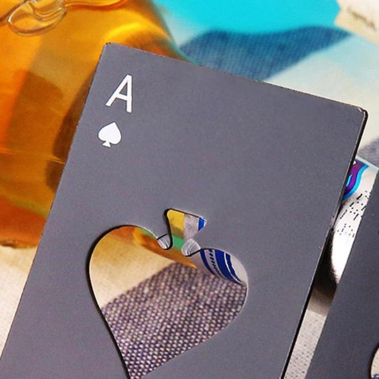 2 PCS Stainless Steel Bottle Beer Opener Poker Playing Card Spades Soda Bottle Cap Opener(Black) - Openers by buy2fix | Online Shopping UK | buy2fix