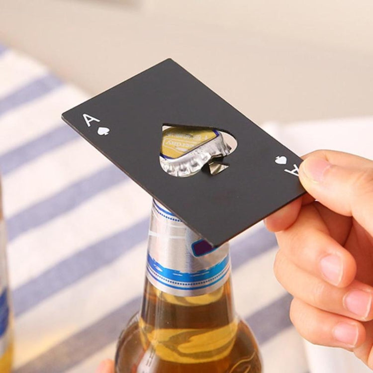 2 PCS Stainless Steel Bottle Beer Opener Poker Playing Card Spades Soda Bottle Cap Opener(Black) - Openers by buy2fix | Online Shopping UK | buy2fix