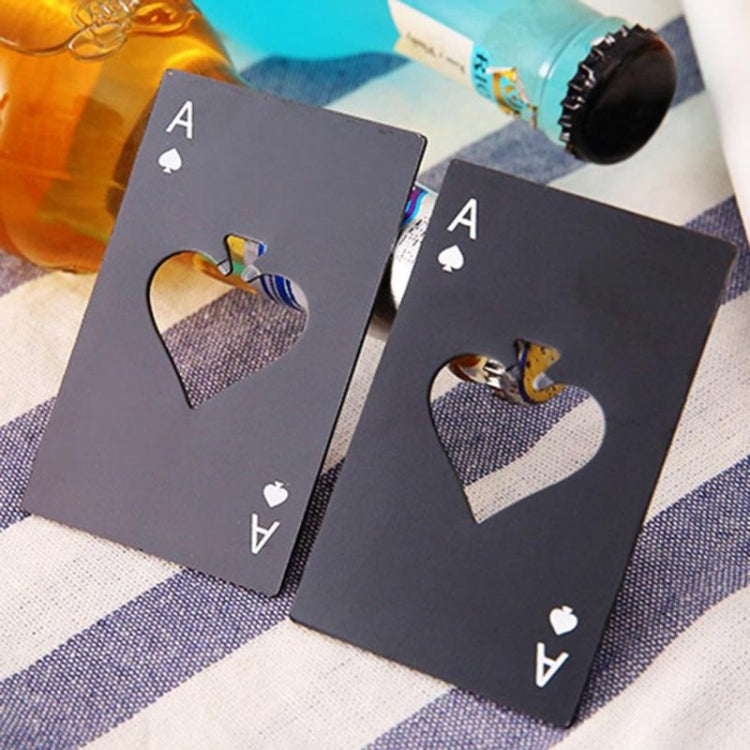 2 PCS Stainless Steel Bottle Beer Opener Poker Playing Card Spades Soda Bottle Cap Opener(Black) - Openers by buy2fix | Online Shopping UK | buy2fix