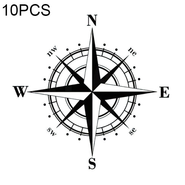 10 PCS Art Design Vinyl NSWE Compass Car Stickers Decals, White + Black - Decorative Sticker by buy2fix | Online Shopping UK | buy2fix