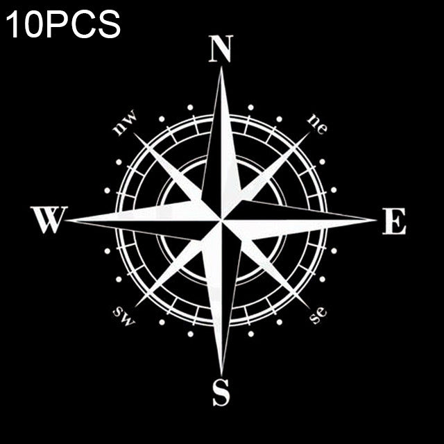 10 PCS Art Design Vinyl NSWE Compass Car Stickers Decals, Black + White - Decorative Sticker by buy2fix | Online Shopping UK | buy2fix