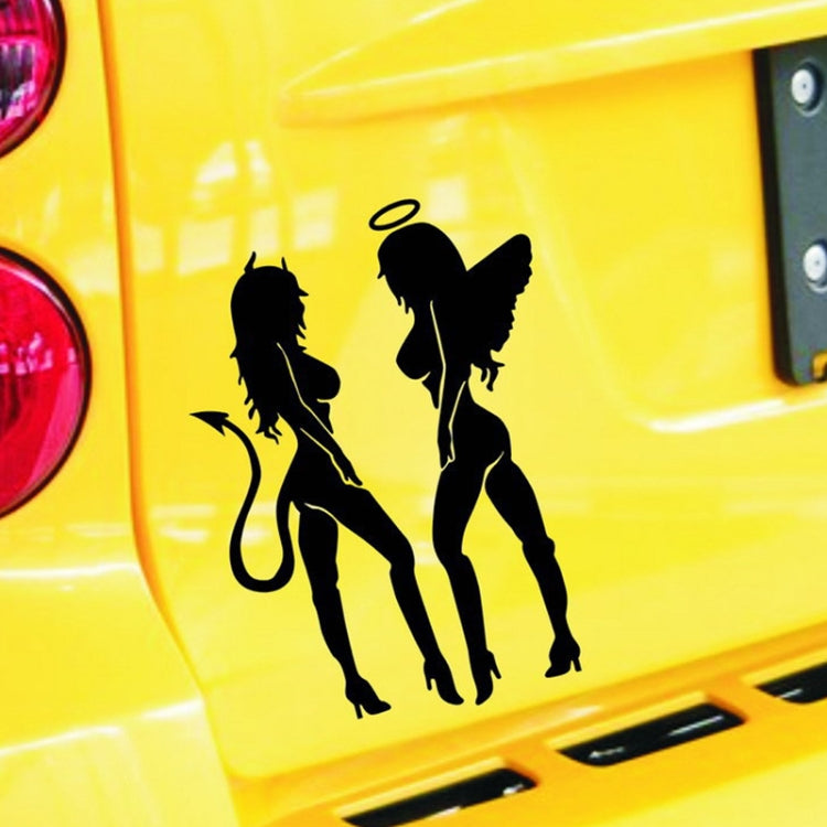 10 PCS QYPF ANGEL DEVIL Sexy Girl Car Sticker Car Styling Decal, Size: 18x14cm(Black) by buy2fix