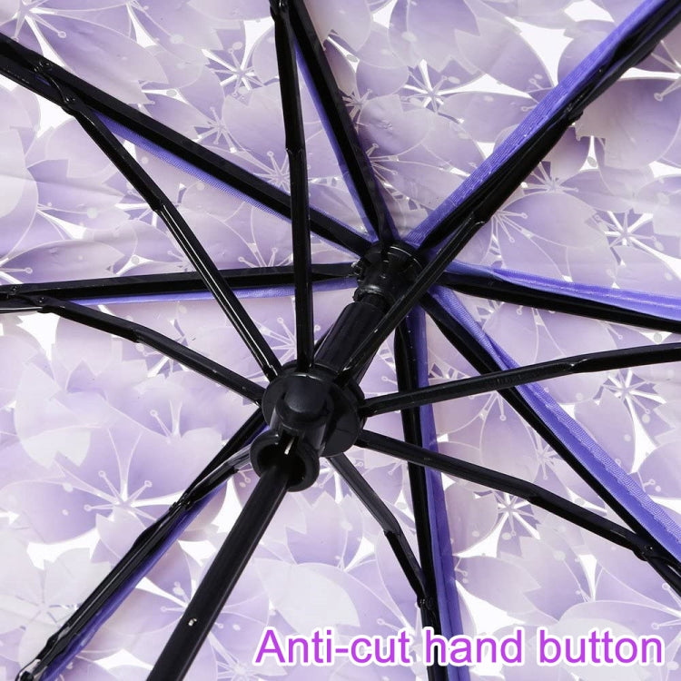 Cherry Blossom Transparent Triple-fold Umbrella Individual Folding Umbrella(Pink) - Umbrellas by buy2fix | Online Shopping UK | buy2fix