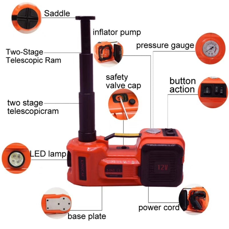 3 In 1 Car Electric Jack Air Pump Electric Wrench Maintenance Tools Set(Red) - Car Jacks by buy2fix | Online Shopping UK | buy2fix