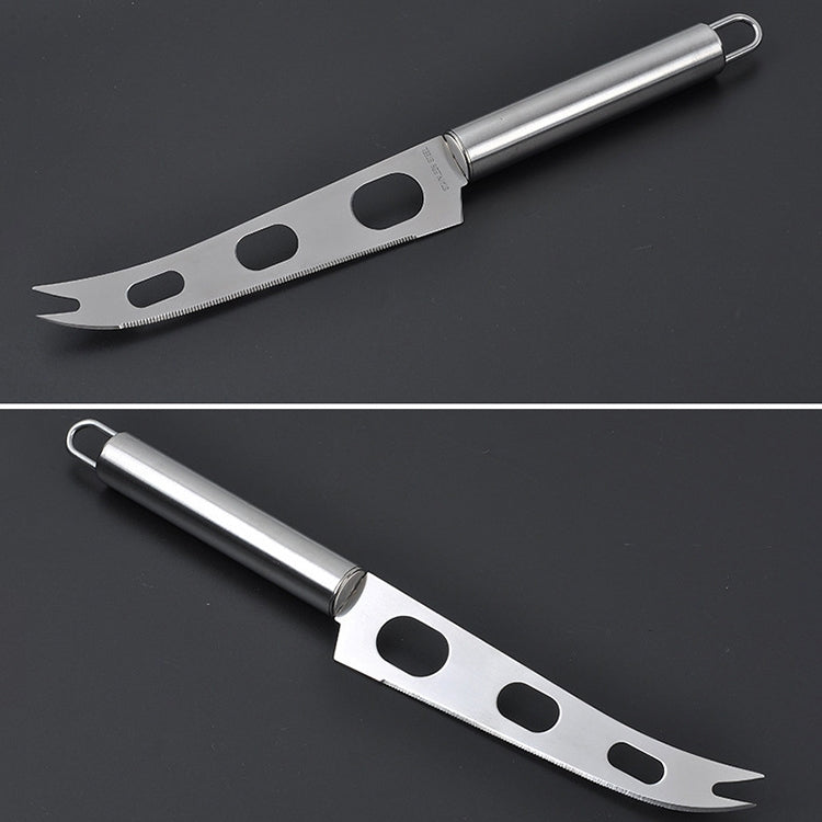 Stainless Steel Cheese Knife With Fork Tip Cheese Butter Knife Slicer Butter Pizza Cutter - Cutter & Peeler by buy2fix | Online Shopping UK | buy2fix