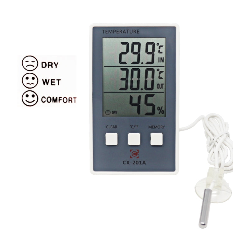 CX-201A LCD Digital Weather Station Thermometer Hygrometer Indoor Outdoor Temperature Humidity Meter with Temperature Sensor - Indoor Thermometer by buy2fix | Online Shopping UK | buy2fix