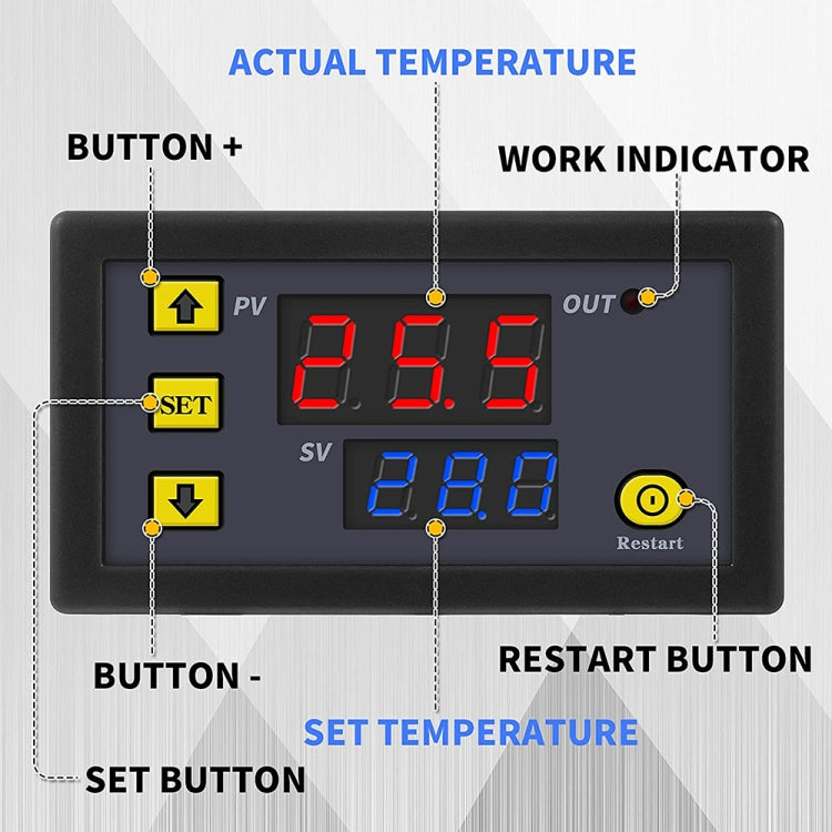 High-precision Microcomputer Intelligent Digital Display Switch Thermostat, Style:12V Power Supply(Red and Green Display) - Thermostat & Thermometer by buy2fix | Online Shopping UK | buy2fix