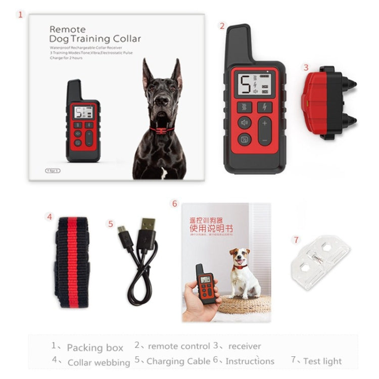 500m Dog Training Bark Stopper Remote Control Electric Shock Waterproof Electronic Collar(Red) by buy2fix