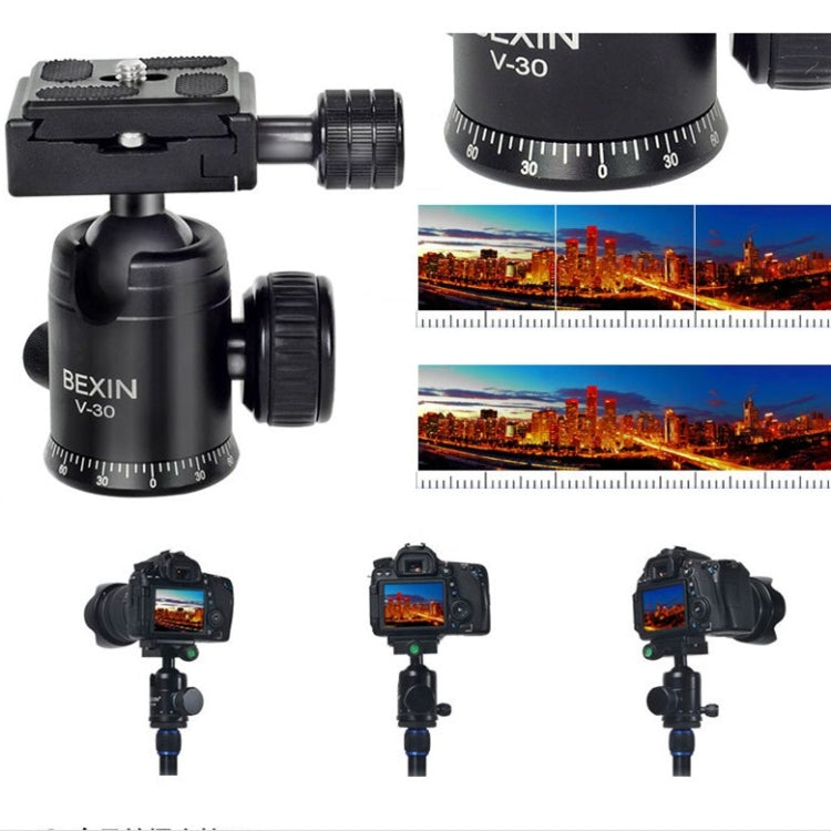 BEXIN 360 Degree Rotation Aluminum Alloy Tripod 30mm Ball Head with Quick Release Plate by BEXIN