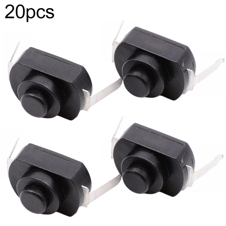 20 PCS YT-1208-YD LED Flashlight Button Switch, Style:Bent Feet(Black) - Switch by buy2fix | Online Shopping UK | buy2fix