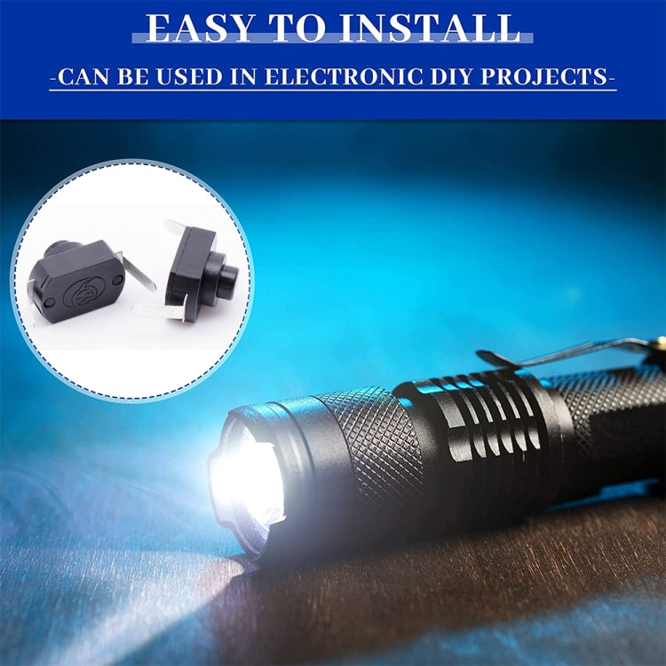 20 PCS YT-1208-YD LED Flashlight Button Switch, Style:Bent Feet(Black) - Switch by buy2fix | Online Shopping UK | buy2fix