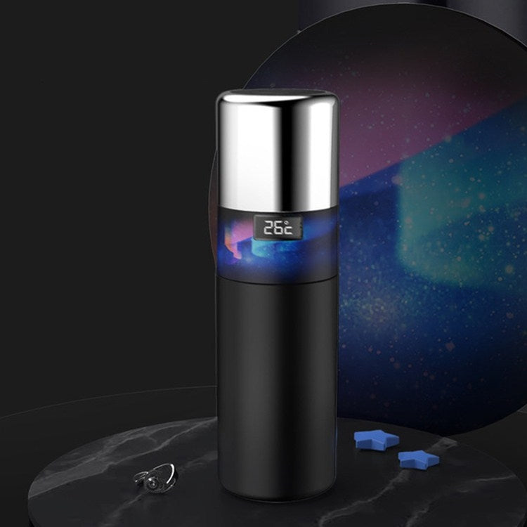 Creative Intelligent USB Rechargeable Cold Warm Cup Cool 55 Degrees Vacuum Flask With Handle 316 Stainless Steel Smart Water Cup, Capacity:340ml, Style:Black Aurora - Vacuum Thermoses & Cups by buy2fix | Online Shopping UK | buy2fix