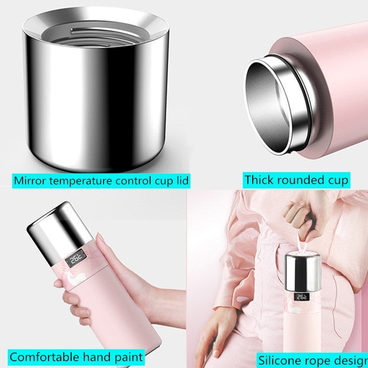 Creative Intelligent USB Rechargeable Cold Warm Cup Cool 55 Degrees Vacuum Flask With Handle 316 Stainless Steel Smart Water Cup, Capacity:340ml, Style:Black Aurora - Vacuum Thermoses & Cups by buy2fix | Online Shopping UK | buy2fix