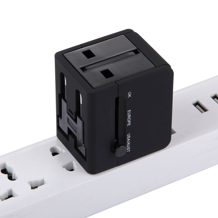 5V 2.1A Dual USB Power Socket Charger Adapter, UK / EU / US / AU Plug(Black) - Plug Adaptor by buy2fix | Online Shopping UK | buy2fix