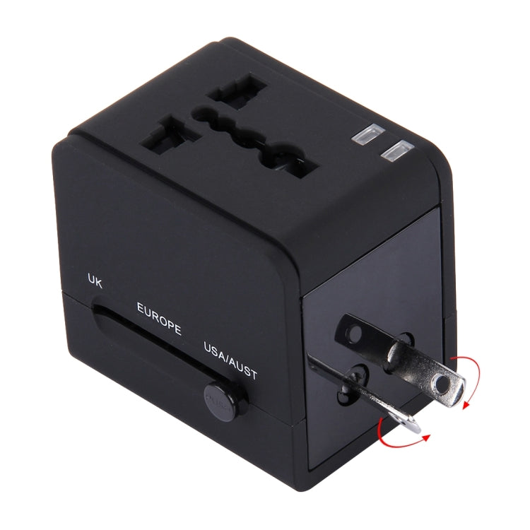 5V 2.1A Dual USB Power Socket Charger Adapter, UK / EU / US / AU Plug(Black) - Plug Adaptor by buy2fix | Online Shopping UK | buy2fix