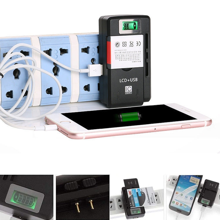Universal Cell Phone Battery Charger with USB Output & LCD Display, US Plug by buy2fix