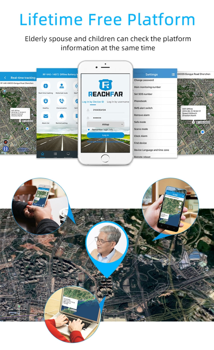 REACHFAR RF-V46-B GPS Smart Tracker WatchBand, Support SOS / Camera / Health Management / 4G LTE / Blood Pressure / Heart Rate, For North America / South America(Black) by buy2fix