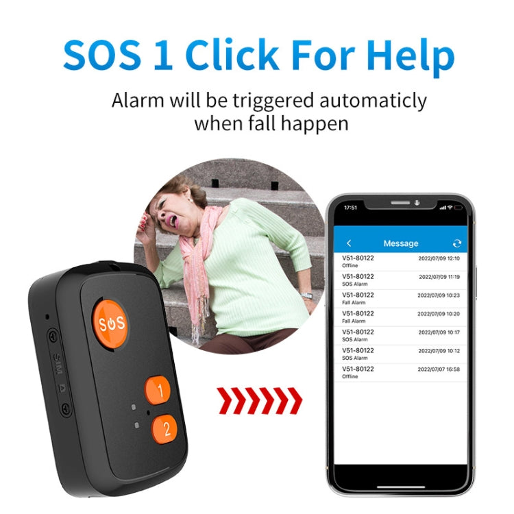 V51 A Style IP67 Waterproof 4G LTE 3G 2G GSM Elderly SOS Button Emergency Alarm GPS Tracker For Asia/Europe/Africa/Australia - Personal Tracker by buy2fix | Online Shopping UK | buy2fix