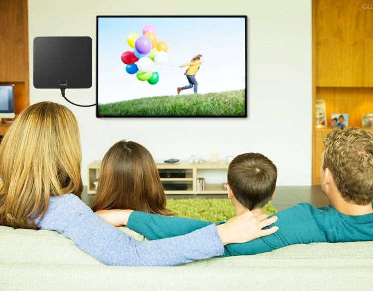 Ultra-thin Indoor HD Digital TV Antenna with 50 Miles Long Range Amplifier(Black) - DVB-T & Simulation Antenna by buy2fix | Online Shopping UK | buy2fix