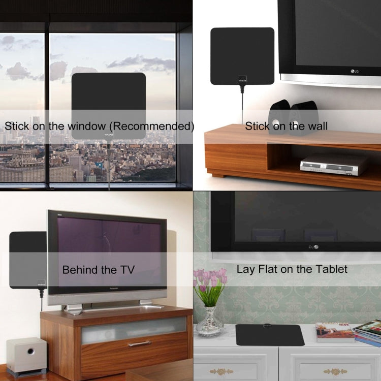 Ultra-thin Indoor HD Digital TV Antenna with 50 Miles Long Range Amplifier(Black) - DVB-T & Simulation Antenna by buy2fix | Online Shopping UK | buy2fix