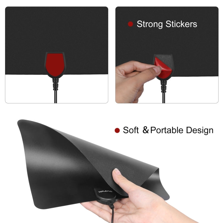 Ultra-thin Indoor HD Digital TV Antenna with 50 Miles Long Range Amplifier(Black) - DVB-T & Simulation Antenna by buy2fix | Online Shopping UK | buy2fix