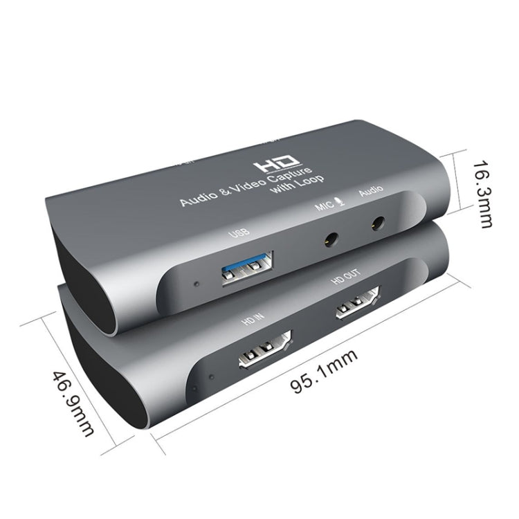Z27 HDM Female + Mic to HDM Female USB 2.0 Video Audio Capture Box(Dark Gray) - Video Capture Solutions by buy2fix | Online Shopping UK | buy2fix
