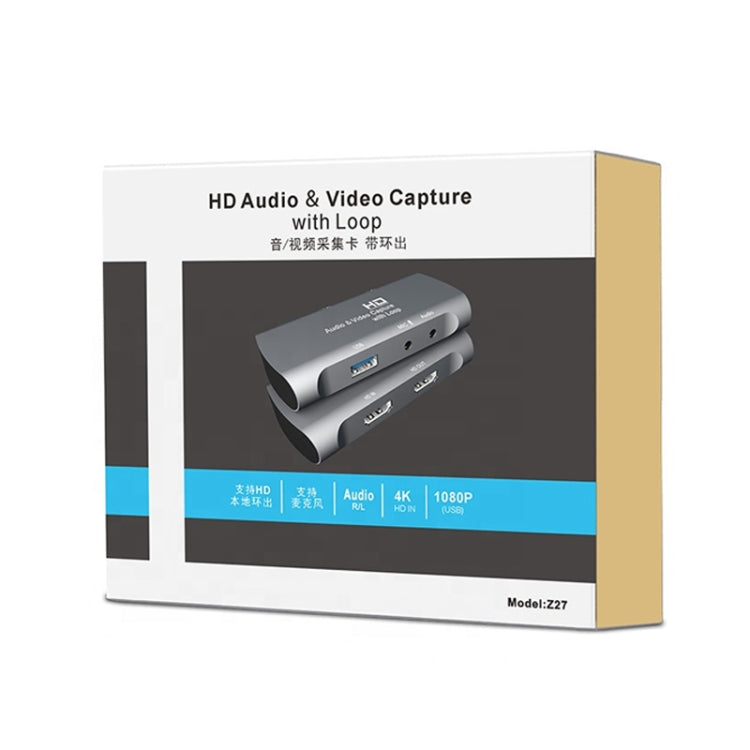 Z27 HDM Female + Mic to HDM Female USB 2.0 Video Audio Capture Box(Dark Gray) - Video Capture Solutions by buy2fix | Online Shopping UK | buy2fix
