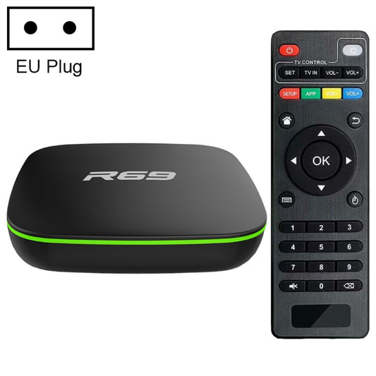 R69 1080P HD Smart TV BOX Android 4.4 Media Player with Remote Control, Quad Core Allwinner H3, RAM: 1GB, ROM: 8GB, 2.4G WiFi, LAN, EU Plug - Allwinner H3 by buy2fix | Online Shopping UK | buy2fix