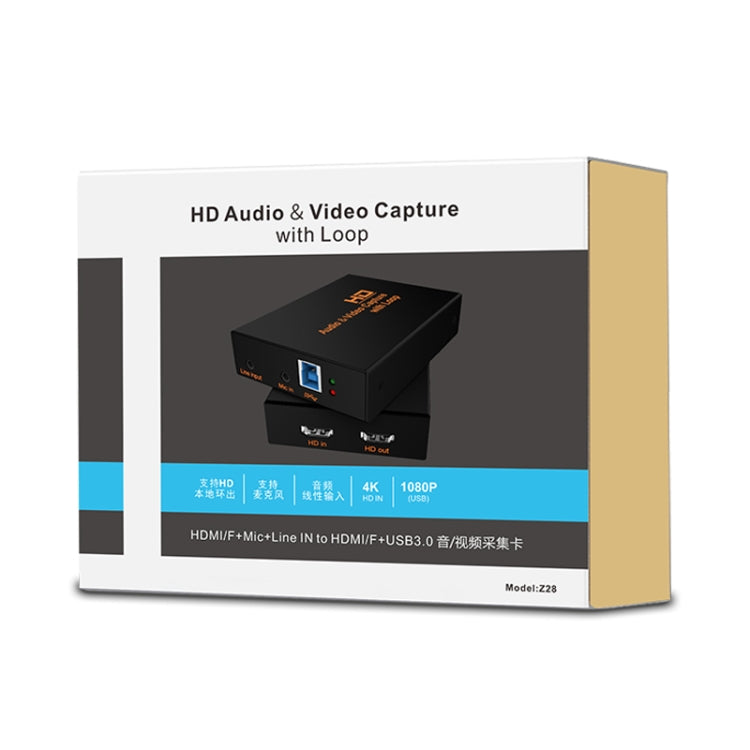 Z28 Professional HDMI Female + Mic + Line In to HDMI Female USB 3.0 Video Audio Capture Box(Black) - Video Capture Solutions by buy2fix | Online Shopping UK | buy2fix