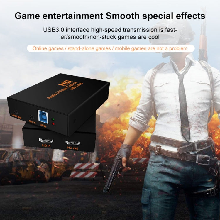 Z28 Professional HDMI Female + Mic + Line In to HDMI Female USB 3.0 Video Audio Capture Box(Black) - Video Capture Solutions by buy2fix | Online Shopping UK | buy2fix