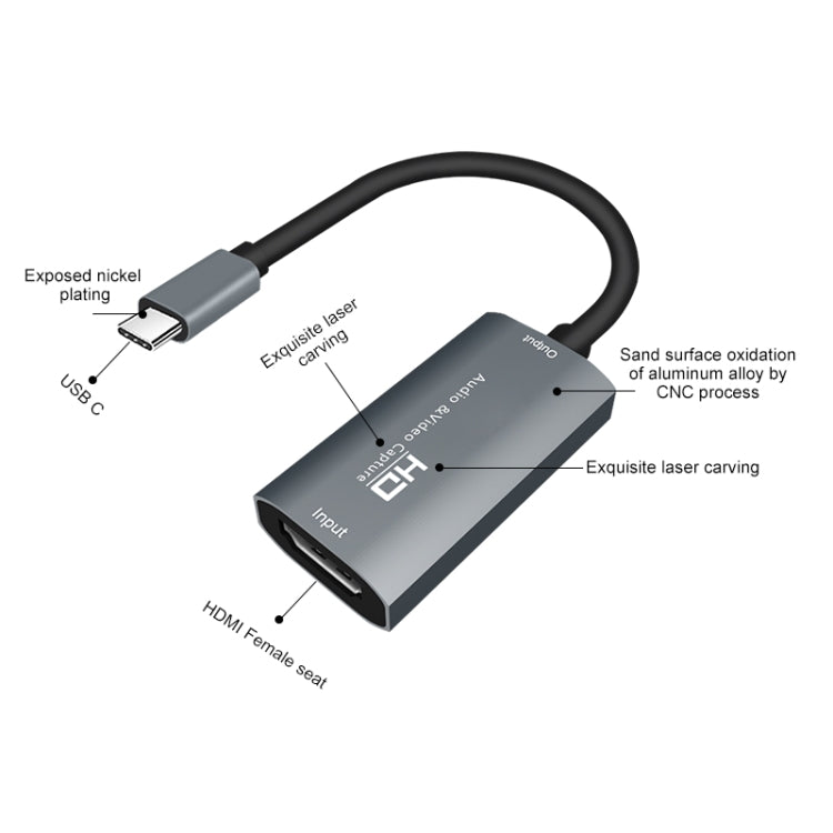 Z29A HDMI Female to USB-C / Type-C Male Video Audio Capture Box(Grey) - Video Capture Solutions by buy2fix | Online Shopping UK | buy2fix