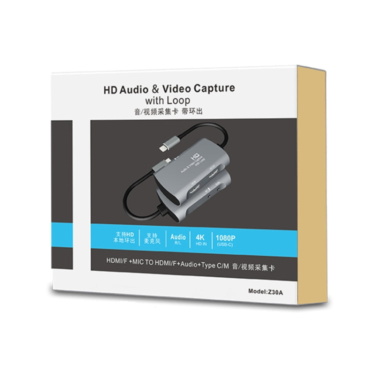 Z30A HDMI Female + Mic to HDMI Female + Audio + USB-C / Type-C Video Capture Box - Video Capture Solutions by buy2fix | Online Shopping UK | buy2fix