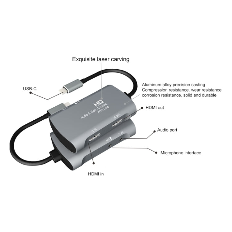Z30A HDMI Female + Mic to HDMI Female + Audio + USB-C / Type-C Video Capture Box - Video Capture Solutions by buy2fix | Online Shopping UK | buy2fix